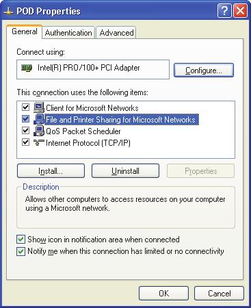 Figure 2-1 The network connection Properties dialog box Make sure that the IP address of the
