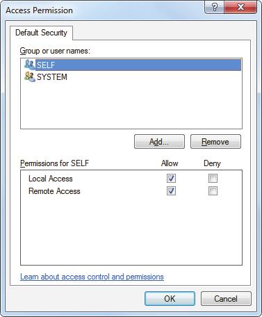 Figure 2-39 The Group or user names group box of the Access Permission dialog box 12.