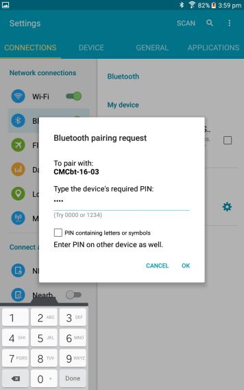 NOTE : The Bluetooth device should have been paired with the tablet or phone in the Bluetooth Manager previously.
