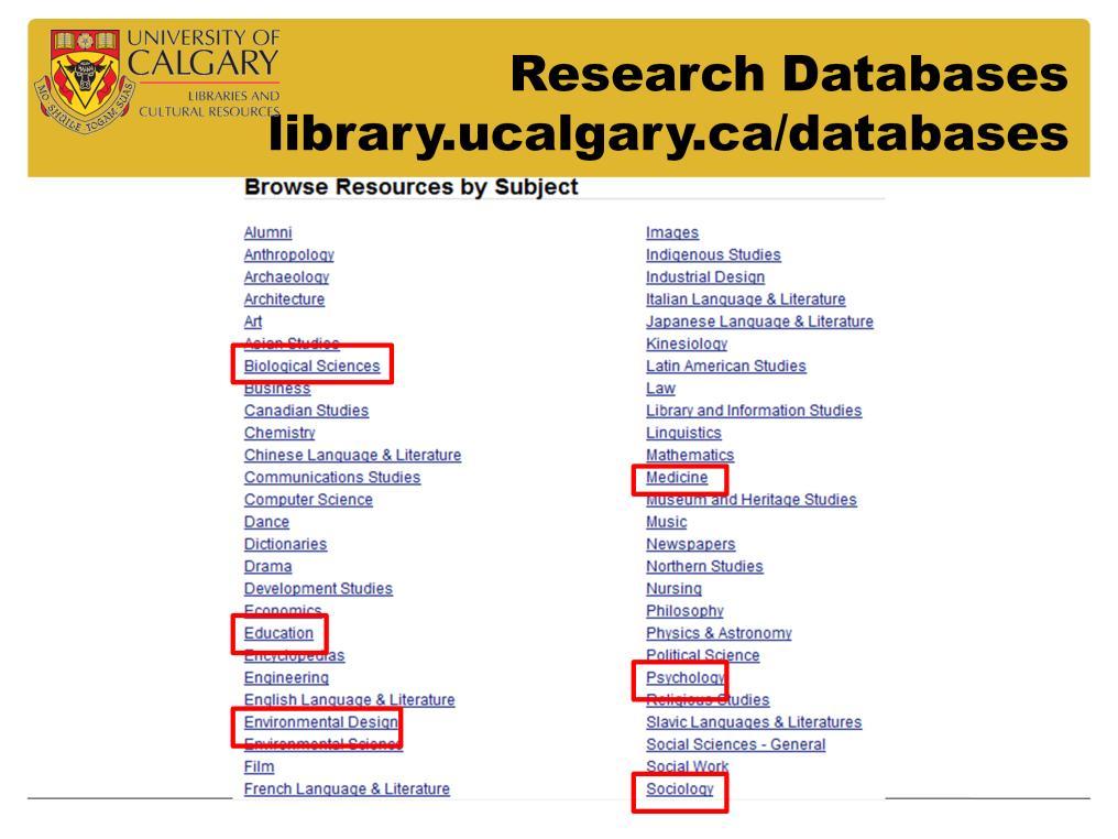 Library research databases are finding tools to help you find scholarly journal articles in the academic disciplines listed The key databases for each discipline are usually listed near the top of