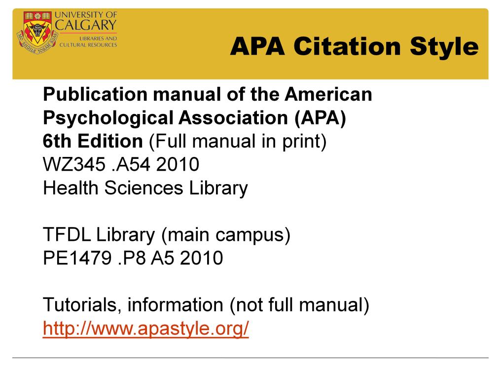 There are 2 main citation styles used in the BHSci program: APA & Uniform Requirements (Vancouver) APA style used a lot in social sciences Full APA manual