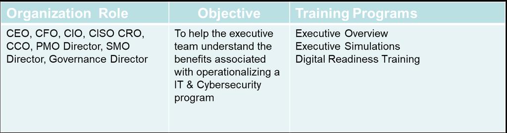 The assessment & mentoring program provides enterprises with a structured model on how to profile the knowledge and skills of their IT & Cybersecurity workforce and then map that profile to a series