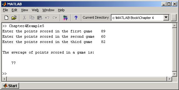 RUNNING THE SCRIPT FILE WITH THE input AND 86 disp COMMANDS IN THE COMMAND WINDOW The scores are