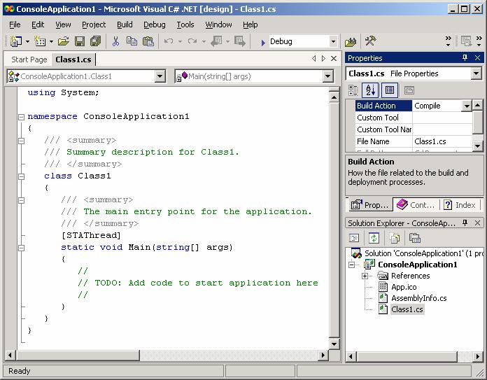 Applications Visual Studio.NET-generated console application.