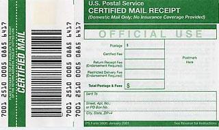 Certified Mail / Return Receipt Certified Mail / return receipt service is available through the U.S. Postal Service. You can request this service at the post office and pay a minimal fee.