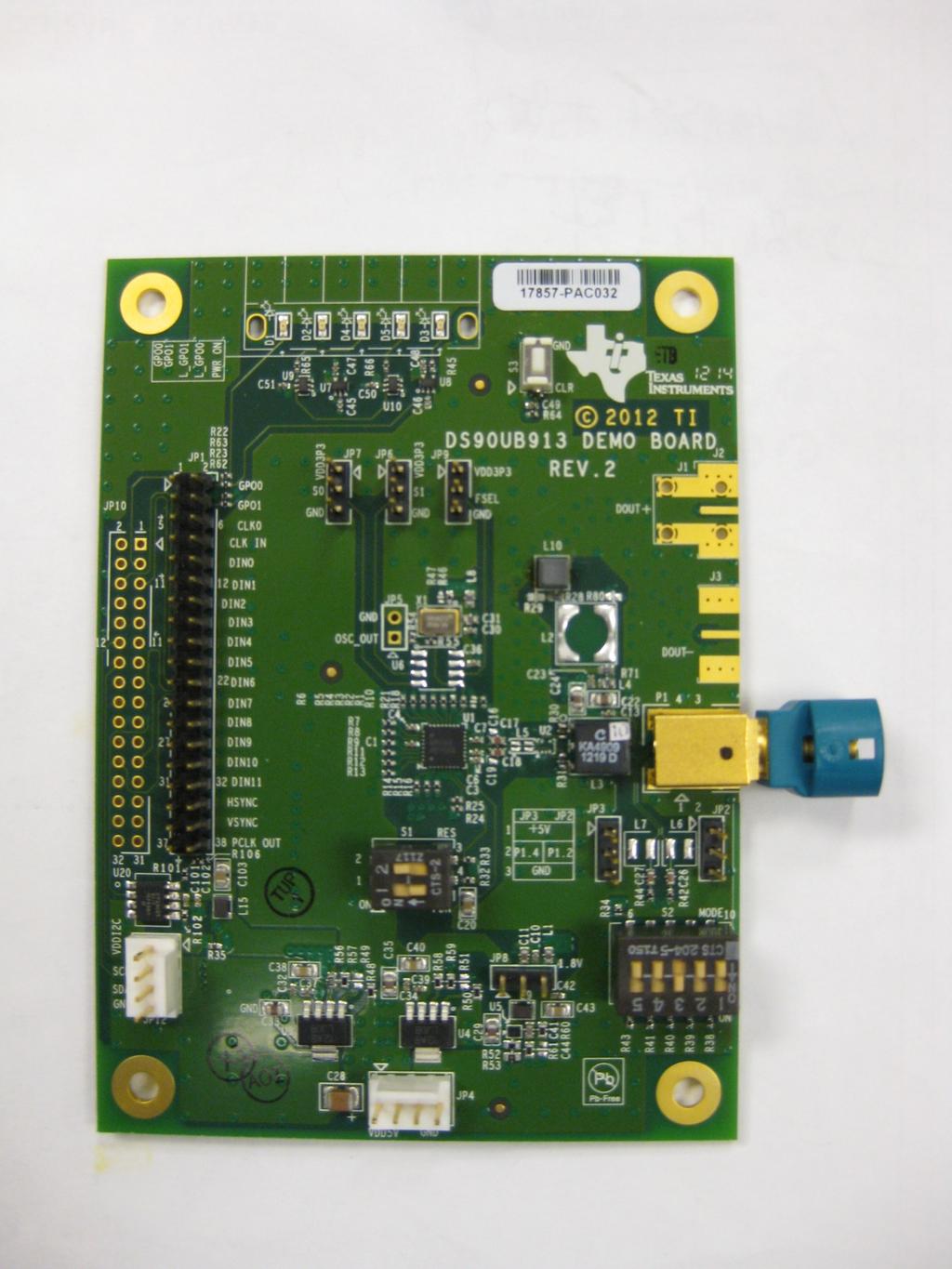 Switch 1 PDB S1 JP1 : D0:D11, HS, VS, PCLK Switch 2 RES0 (Tied Low) S2 Switch 3 External Oscillator mode JP4