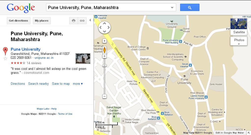 Figure 12: Pune University on Google map Figure 13: Get directions to Pune University from Bavdhan 7.