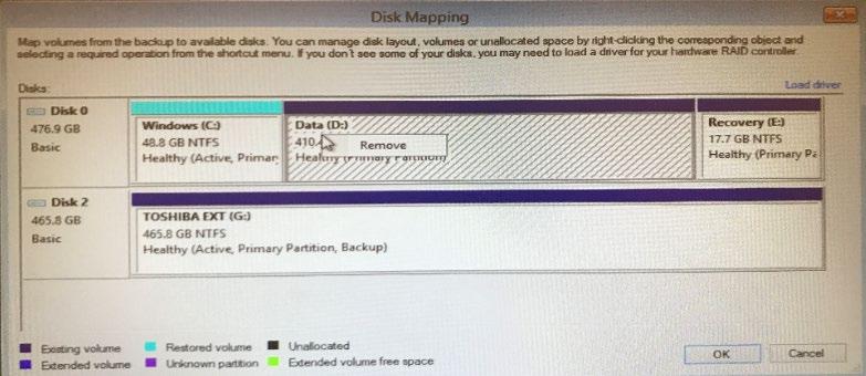 Backup and Restore Functionality 22. On the Disk Mapping screen, click OK, and then Next.
