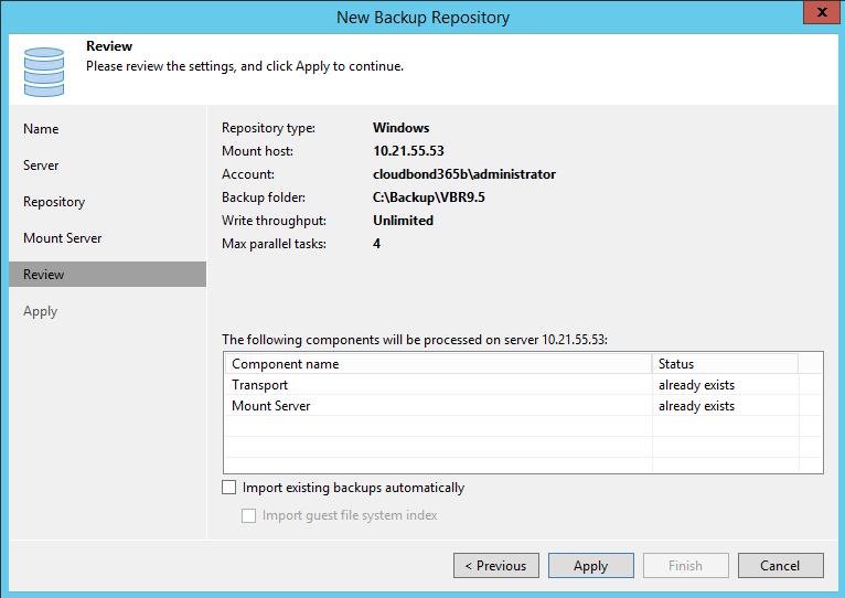 Figure 5-15: New Backup Repository - vpowernfs 23.