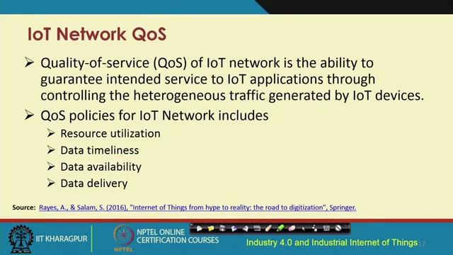 (Refer Slide Time: 20:54) Quality of service of IoT network talks about offering different surfaces to the IoT applications through controlling the