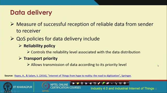 (Refer Slide Time: 25:43) Data delivery is the last one, which measures successful reception of reliable data, from the sender to the receiver.