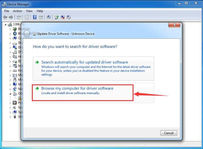 It will then be prompted to either Search Automatically for updated driver software or Browse my computer for driver software. Shown as below.