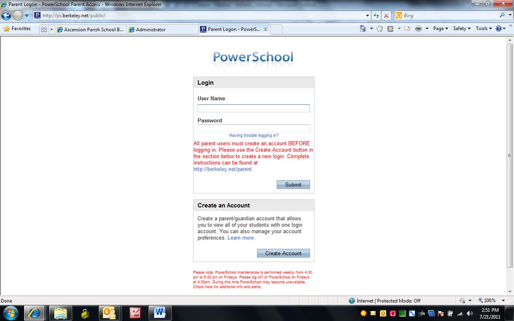 Instructions for Creating NEW PowerSchool Account You must have an ACCESS ID and PASSWORD from the school for each student! 1. Open a web browser (i.e. Internet Explorer, Safari, FireFox, etc ) and type https://ps.