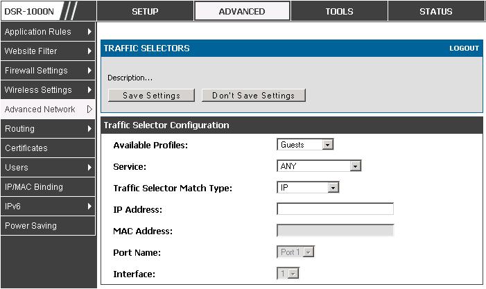 User Manual Figure 18: Traffic Selector Configuration 3.4 Features with Multiple WAN Links This router supports multiple WAN links.