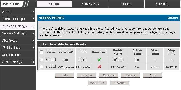 User Manual Figure 31: List of configured access points (Virtual APs) shows one enabled access point on the radio, broadcasting its SSID The clients connected to a particular AP can be viewed by