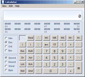 Go to the Windows Start menu, then select All Programs > Accessories > Calculator. This will start the Calculator program, which probably looks like this: 2.