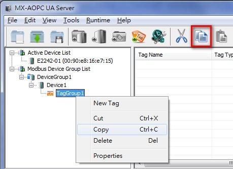 Tag Management Copying a Tag Group Right click the tag group and then click Copy in the popup