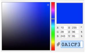 HTML Color Codes #0A1CF3 means 0A for Red, 1C