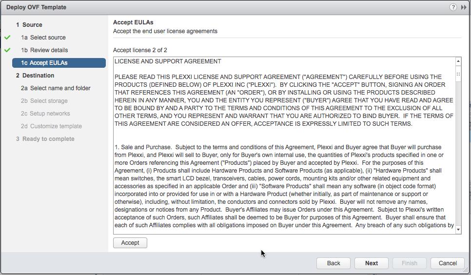 8. Read the end user license agreement and click Accept to accept
