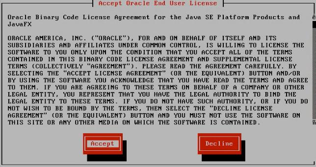 5. If the installed Java version needs to be updated, you will be prompted to accept the Oracle End User License agreement.