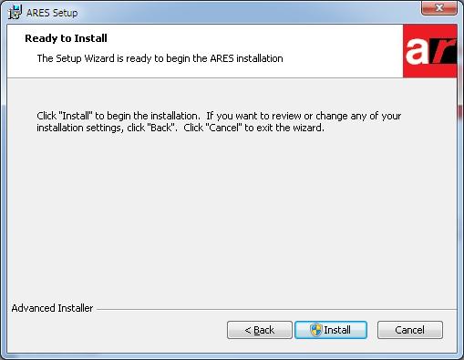 start ARES installation on your pc.