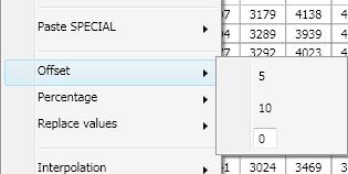It is possible to set personalised offset and percentage values in order to modify cell values quickly.
