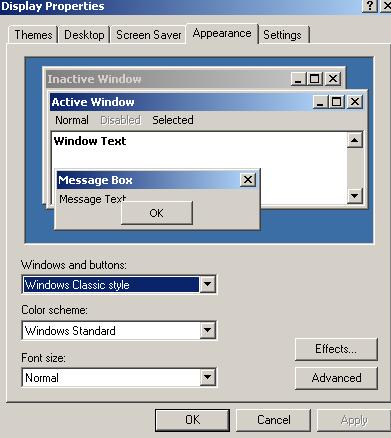 Desktop Applications Effects use large icons, show shadows under menus, shows windows menus