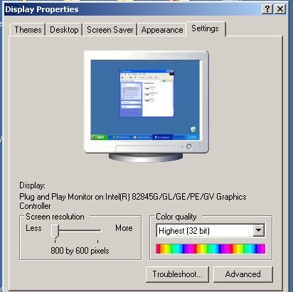 Setting: It show monitor s display setting whether in pixels.