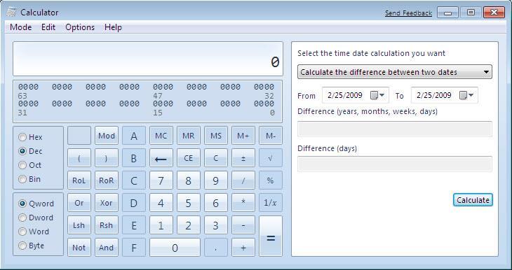 Windows Accessories Calculator The fresh calculator in Windows 7 also support new elements, which are to be found under the Options menu.