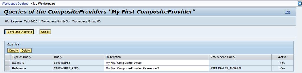 When choosing Change Queries on a CompositeProvider, you can create (and