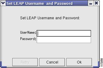 New and Changed Information Retry Button Added to LEAP Login Screen After entering a LEAP username and password, a second screen appears informing you that user authentication is being attempted.