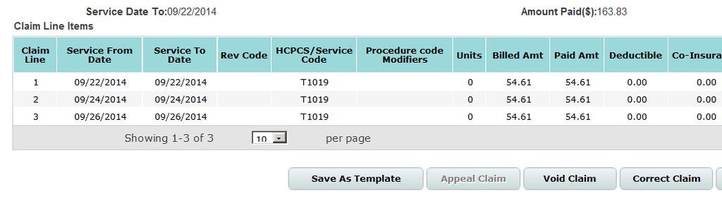 CORRECTING A CLAIM Once you have selected the claim you will be correcting, it will populate the Claim Details screen. Select Correct Claim.