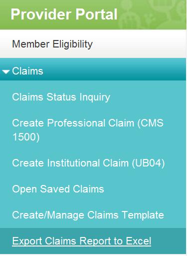 EXPORT CLAIMS TO EXCEL You can create a claims report