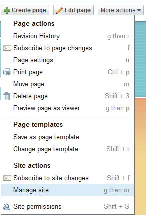 b. Click the More actions drop-down list at the top of the page and then select Manage site. Click to manage site Figure B.12 Hands-On Exercise 2, Step 2b. This opens the Manage site page. c.