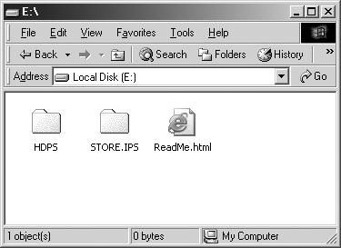 3 Double-click [STORE.IPS]. Files and folders on the internal hard disk of the unit appear.