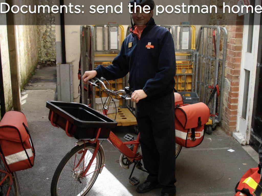 In order to share information we needed the postman. He (or she) would deliver a paper copy of the original document.