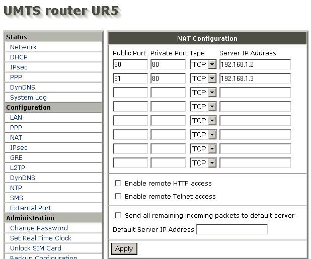 Of course other services and Web-IOs can be added when expanding the private network. Once all the entries have been saved, the router is ready to use.
