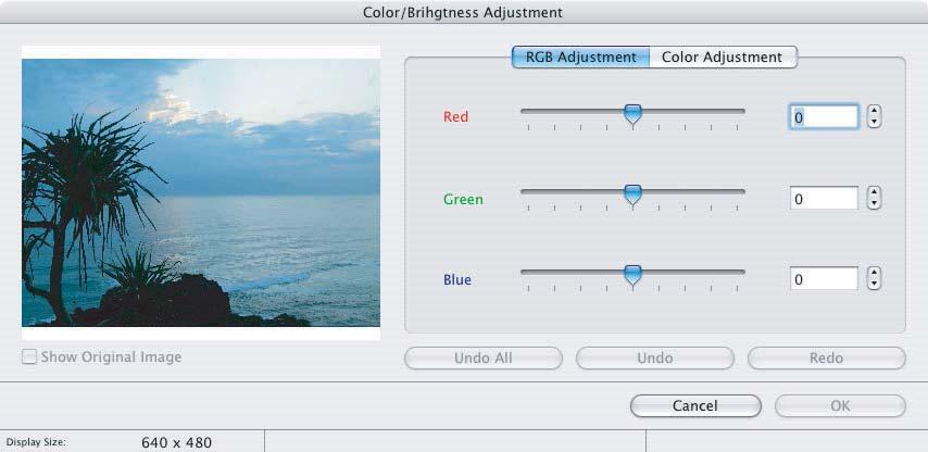[Color/Brightness Adjustment] Window Select [Color/Brightness Adjustment] from the icon located at the bottom
