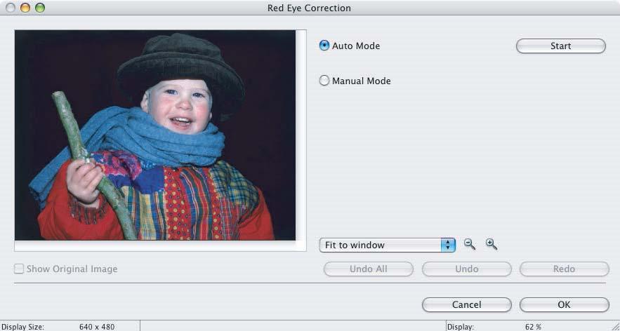 [Red Eye Correction] Window Select [Red Eye Correction] from the icon located at the