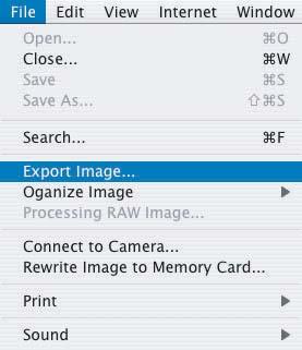 Exporting Images Changing the File Type and Saving This task allows you to change the size, resolution or data of selected still