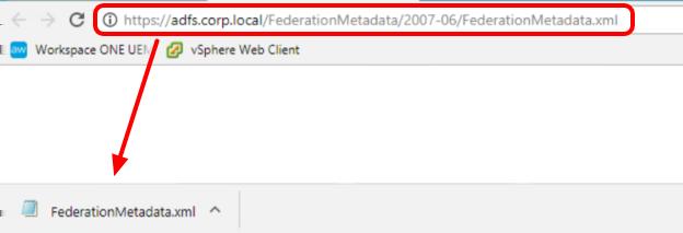 Downloading the AD FS Federation Metadata XML To establish trust between VMware Identity Manager and your AD FS instance, you must download the AD FS federation metadata. 1.
