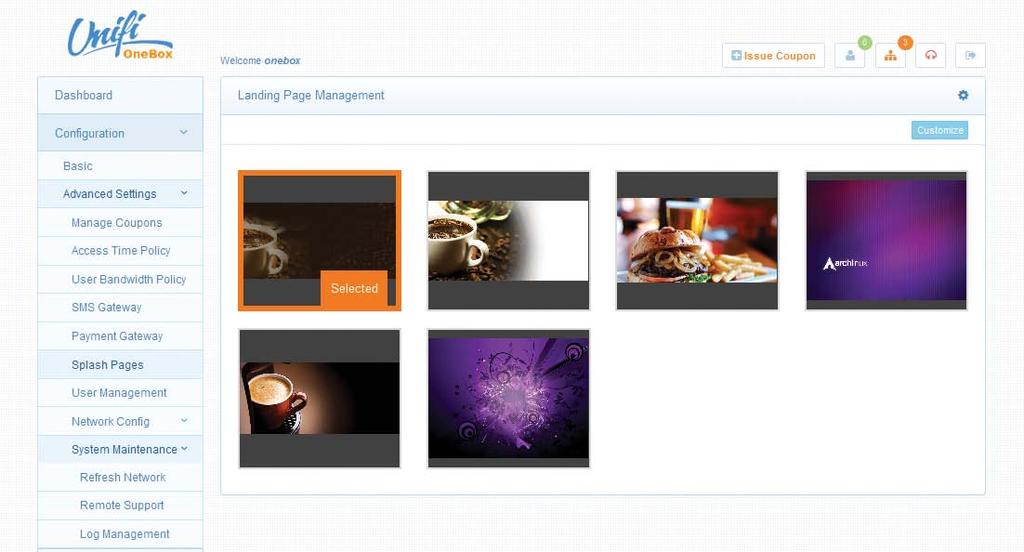 HIGHLIGHTS Branded Guest Login Pages Six pre-designed and device aware login page layouts are available in the appliance with customizable background image, property name and logos.