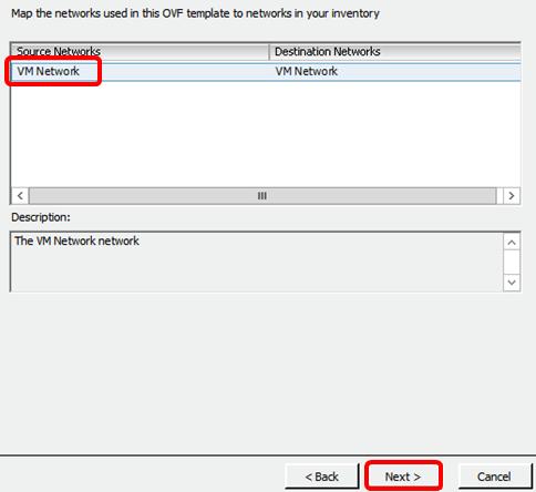 Note: In this example, VM Network is used.