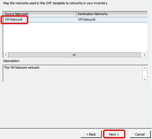 Note: In this example, VM Network is