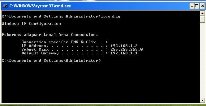 STEP9: Assign the ip address to windows xp