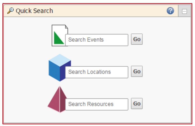 25Live How to create events: Quick Search To search for locations a. b. Enter the building and room number (if you know it) into the search locations field and click Go.