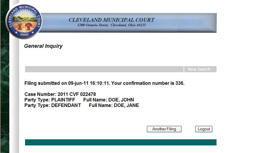 2.4 Attorney Filer List: The User Login Information Screen appears Log into the Cleveland Municipal Court.
