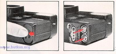 25. Film Rewind Button 26. Film Roller 27. Film Pressure Plate 28. Back Cover 29. Back Cover Open Button INSTALLING THE BATTERIES 1.