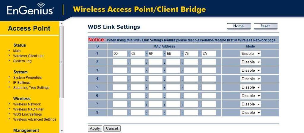 WDS AP The same concepts apply when configuring a WDS AP.