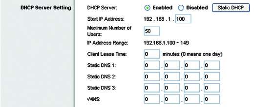 DHCP Server. DHCP is enabled by factory default.
